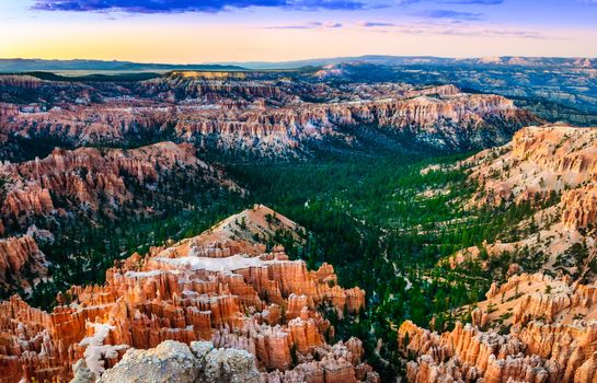 Beautiful colorful sunset at Bryce canyon National park, Utah, USA