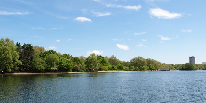 Serpentine lake river in Hyde Park, London, UK