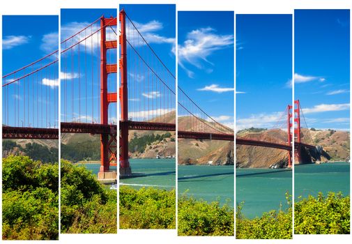 Golden gate bridge vivid landscape view in stripes, San Francisco, USA