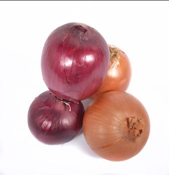 two variety of onions on the white background
