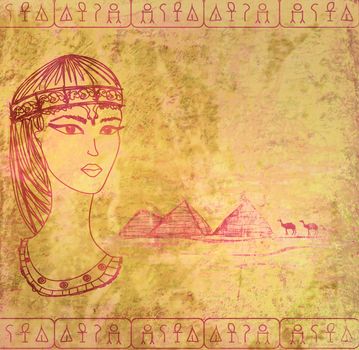 old paper with Egyptian queen