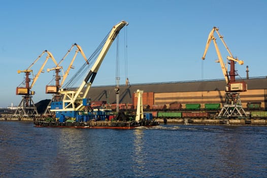 Gantries in the waters of the port of Ventspils
