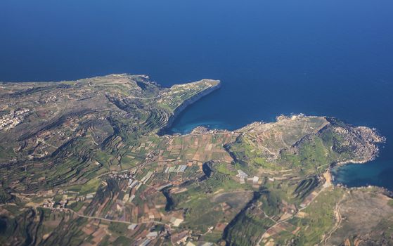 Aerial shot of Fomm ir-Rih Bay in Malta.