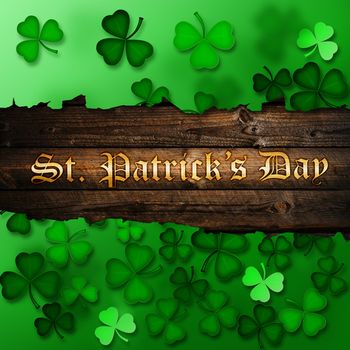 Saint Patrick Day Background With Clover And Wood