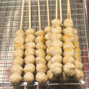 grilled meal ball on steel tray