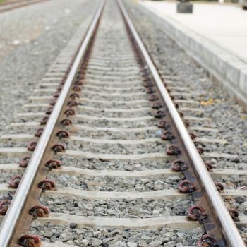 railway on country road in Thailand