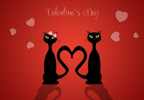 illustration of two cats in love for Valentine's Day
