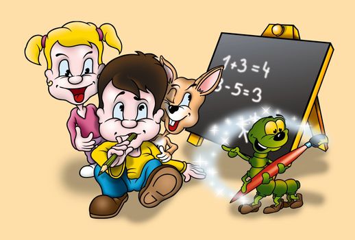 Education - Cartoon Background Illustration, Bitmap