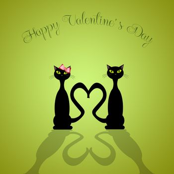 illustration of two cats in love for Valentine's Day