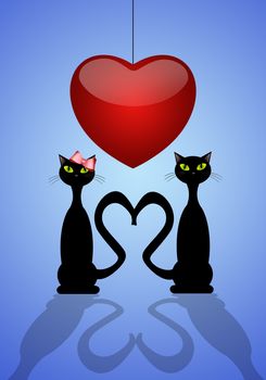 illustration of two cats in love for Valentine's Day