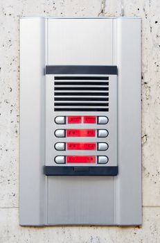 Intercom system at the entrance of a block of flats