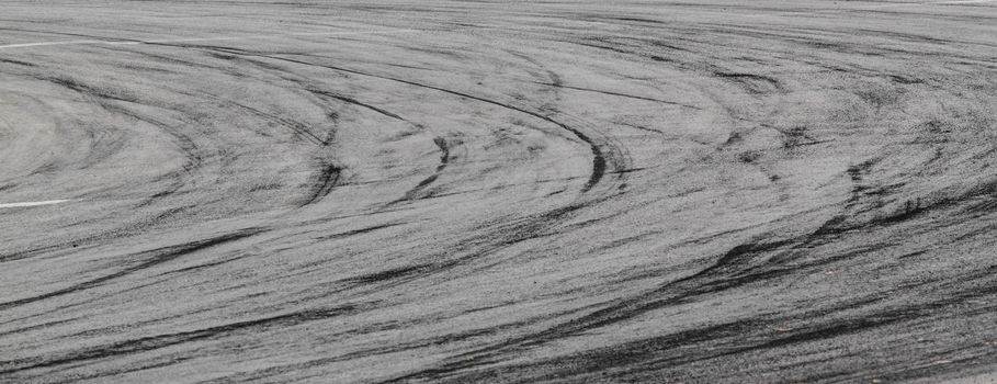 Tire marks on road track for background