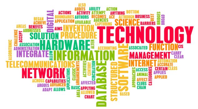 Technology Word Cloud as a Business Concept Art