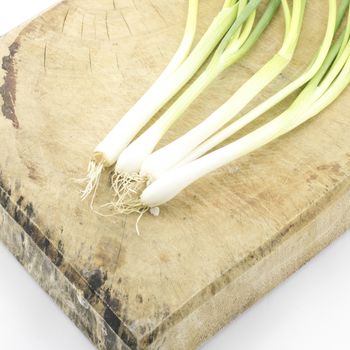 spring onion isolated on white background