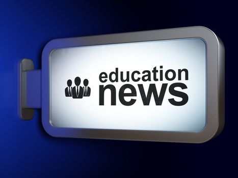 News concept: Education News and Business People on advertising billboard background, 3d render