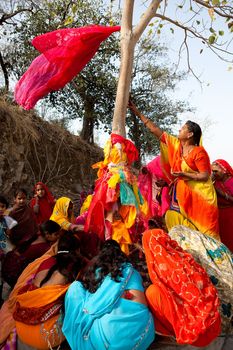 Rajasthan, India - March 21 : woman of the countryside are celebrating the god who protect them in the Gangaur festival one of the most important of the year on march 21st 2009 at Rajasthan, India