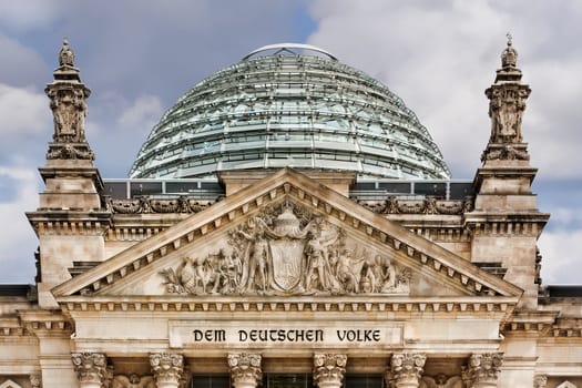 close up of the Reichstag rooftop dome in berlin Germany