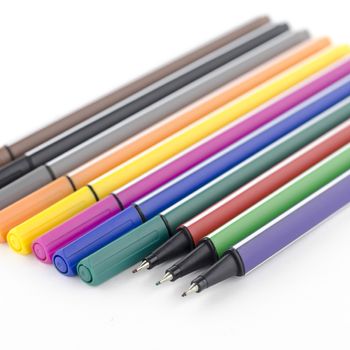 colorful pens isolated on white background