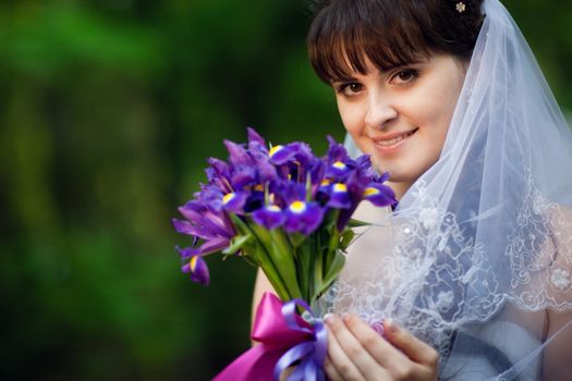 young bride with flowers