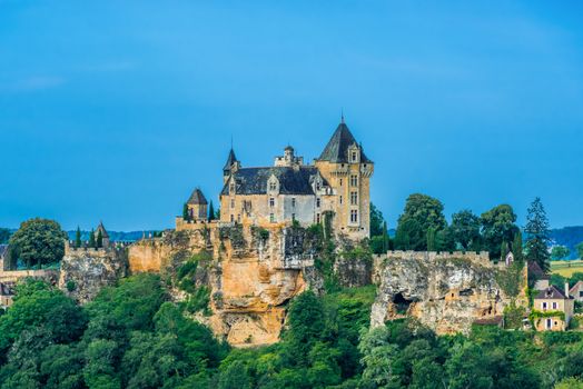 Vitrac, France - June 23, 2012: exterior of Chateau de Monfort Souillac on June 23th, 2012 at Dordogne Perigord France