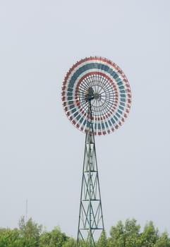 Wind turbine is a circle and the sky. Thailand