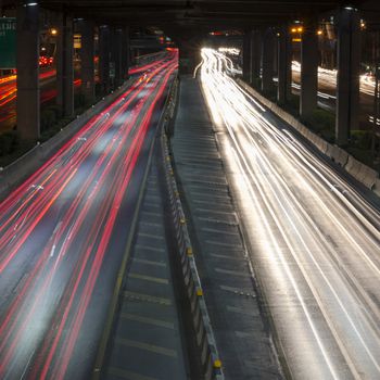 car lights at night in the city