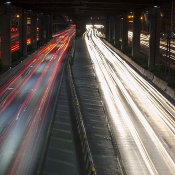 car lights at night in the city