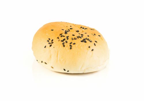 bread with sesame seeds on white background