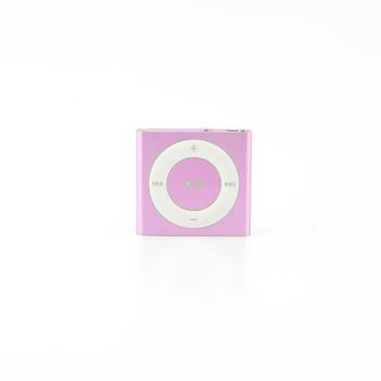 pink mp3 player isolated on white background