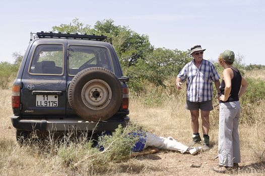 puncture in the desert around Koupela in Burkina Faso