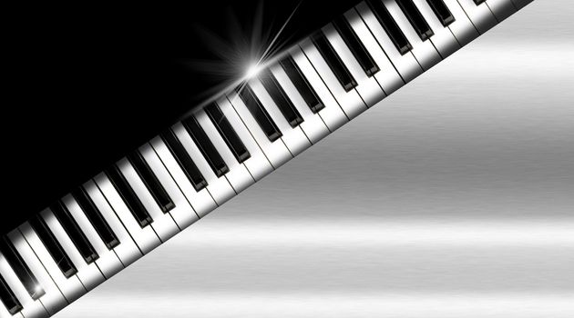 Piano keyboard on black and metal background - business card music