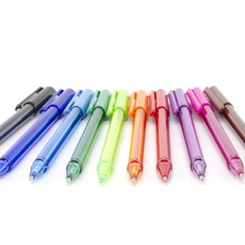 colorful pens isolated on white background