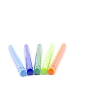 colorful pens isolated on white background