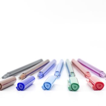 colorful pens isolated on white background