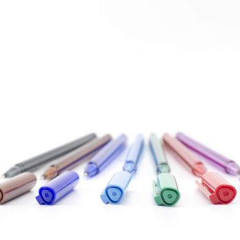 colorful pens isolated on white background