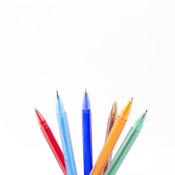 colorful pens isolated on white background