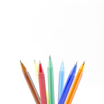 colorful pens isolated on white background