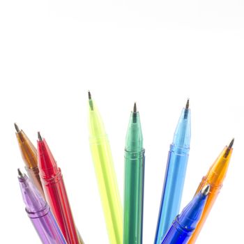 colorful pens isolated on white background