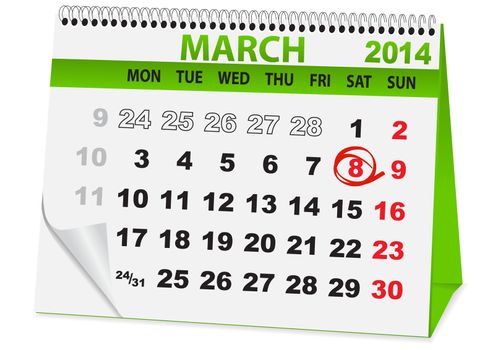 icon in the form of a calendar for 8 March