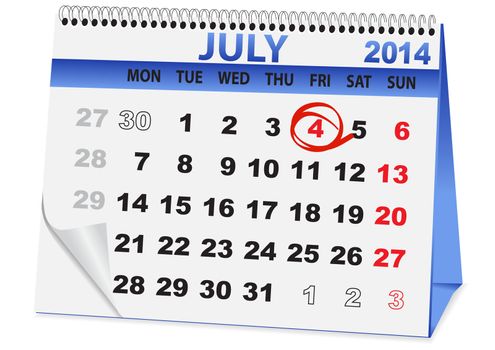 icon in the form of a calendar for Independence Day on July 4