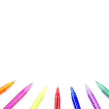 colorful pens isolated on white background