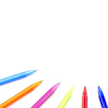 colorful pens isolated on white background