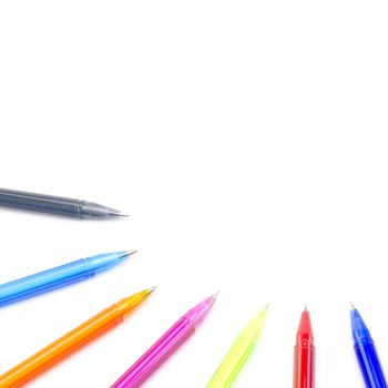 colorful pens isolated on white background