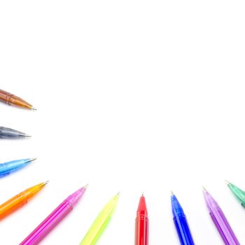 colorful pens isolated on white background