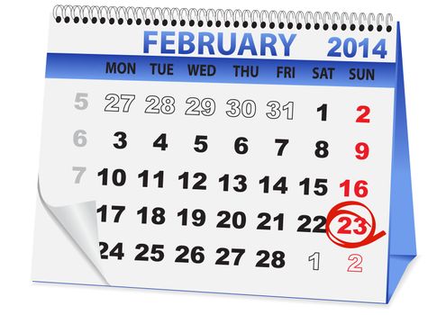 icon in the form of a calendar for 23 February