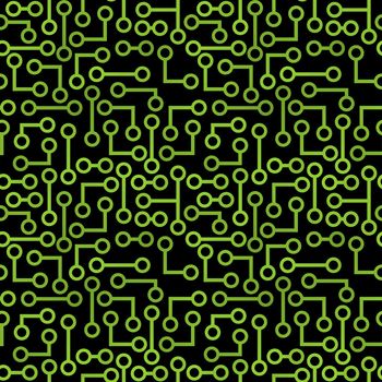 Illustrated Green and Black Electronic Circuit Background