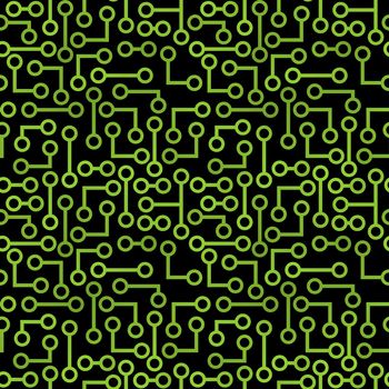 Illustrated Green and Black Electronic Circuit Background