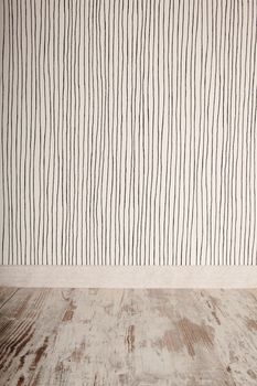 old vintage paper wall and wooden floor