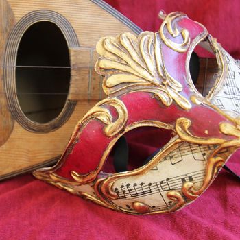 Baroque carnival mask and mandolin