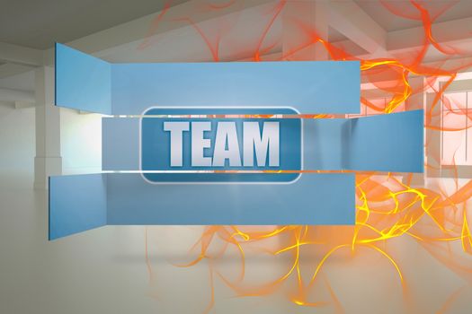 Team banner on abstract screen against abstract design in orange